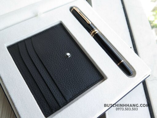 Bộ set bút Montblanc Meisterstuck Classique Red Gold-coated Rollerball Pen – Ví namecard