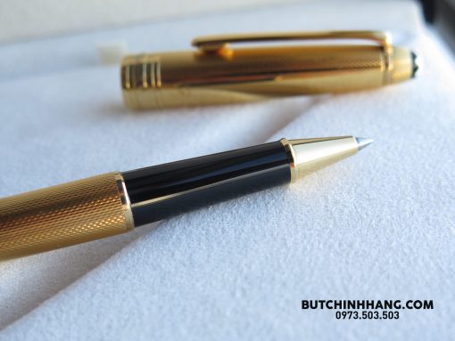Bút Montblanc Meisterstuck Solitaire Silver Gold Plated Barley Corn Rollerball Pen 1635 Montblanc Meisterstuck Bút Bi Nước Montblanc 5