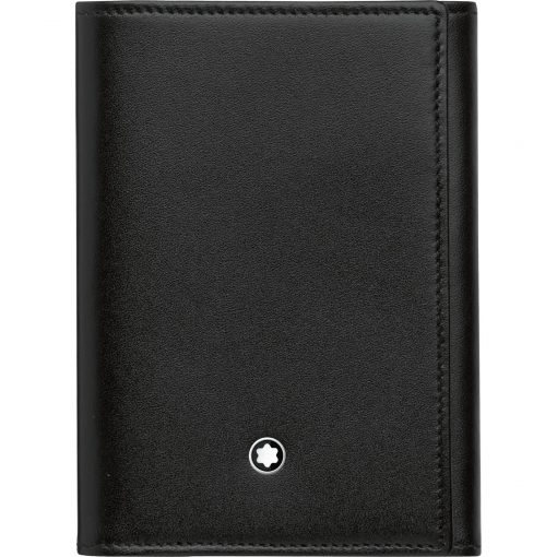 Ví Namecard Montblanc Black Trifold 9CC Genuine Leather Business Card Holder Wallet 114536