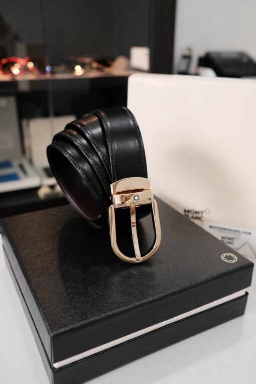 Thắt lưng Montblanc Classic Line Leather Belt- Black 111714 - Hình ảnh 2