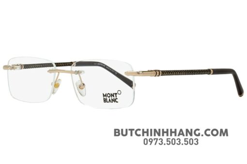 Gọng kính Montblanc Mens Rimless Eyeglasses Gold & Brown 391