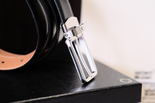 Thắt lưng Montblanc Rectangular Shiny ST Steel Pin Buckle Leather Belt 118418