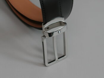 Thắt lưng Montblanc Rectangular Shiny Stainless Steel Pin Buckle Brown Smooth Leather 118420  - 3cm - Ảnh 5