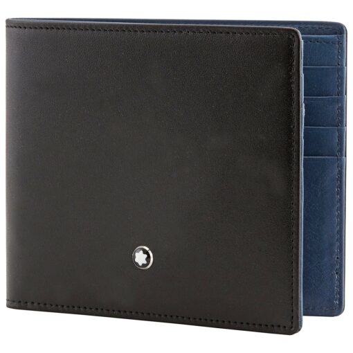 Ví da Montblanc Meisterstuck Leather Black - Light Blue Wallet 8cc 118297