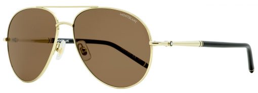 Kính mát Montblanc Aviator Sunglasses MB0068S Gold/Black 61mm 0068 Kính Mát Montblanc Mới Nguyên Hộp 2