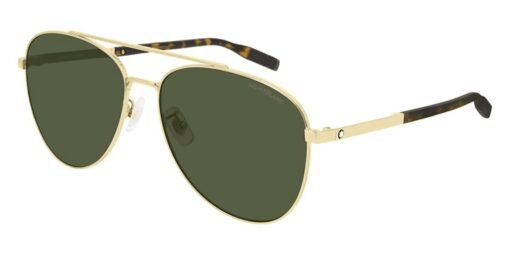 Kính mát Montblanc Aviator Sunglasses MB0081SK 002 Gold/Havana 61mm 0081