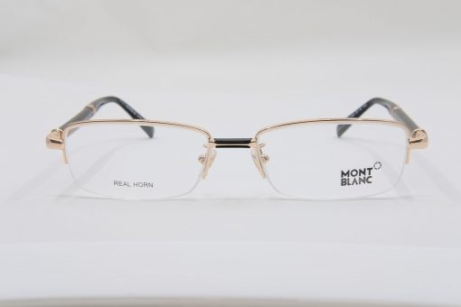 Gọng kính Montblanc Semi-Rimless Eyeglasses Rose Gold Black Horn Mb434 Gọng kính Montblanc Mới Nguyên Hộp
