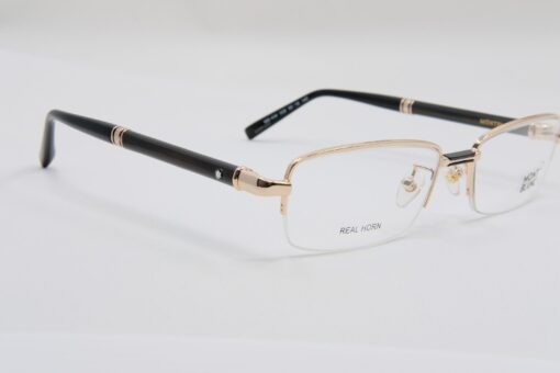 Gọng kính Montblanc Semi-Rimless Eyeglasses Rose Gold Black Horn Mb434 - Image 4