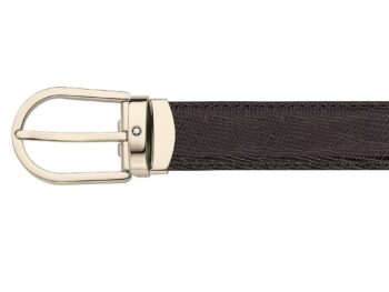 Thắt lưng Montblanc Artisan Line Horseshoe Shiny Light Gold Coat Pin Brown Genulne Tejus Strap Belt 112925