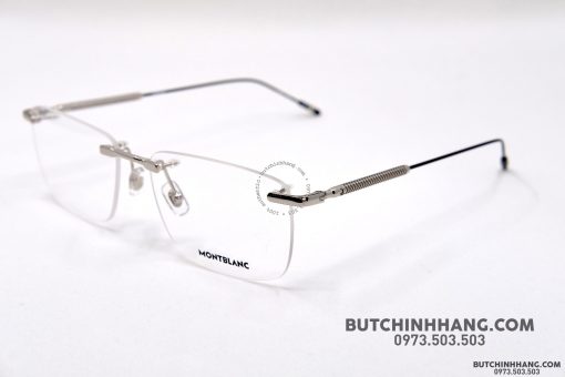 Gọng kính Montblanc Rimless Silver Eyeglasses Mb0049O Gọng kính Montblanc Mới Nguyên Hộp