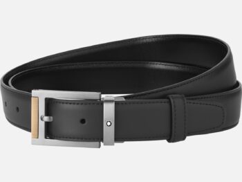 Thắt lưng Montblanc Rectangular Stainless Steel Matte Dark and Brown Gold-Coated PVD Detailing Pin Buckle Belt 126017