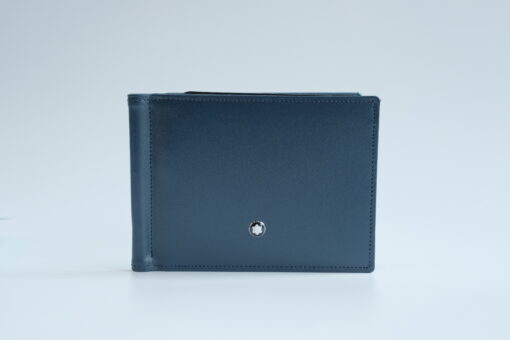 Ví kẹp kiền Montblanc Meisterstuck 6 CC Leather Wallet with Money Clip – Navy 114548 Ví Montblanc Mới Nguyên Hộp