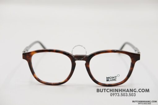 Gọng kính Montblanc Oval Eyeglasses Dark Havana/Green/Bronze MB632 - Hình ảnh 2