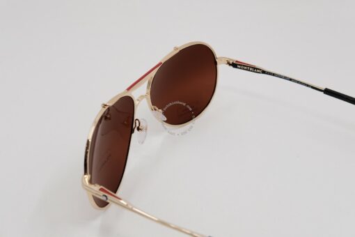 Kính mát Montblanc Aviator Sunglasses Gold/Black Polarized MB703S - Hình ảnh 4