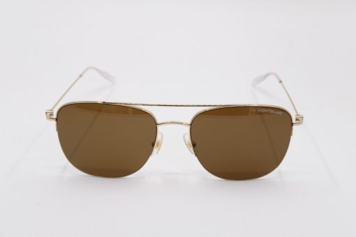 Kính mát Montblanc Established Gold – Brown Sunglasses MB0096S Kính Mát Montblanc Mới Nguyên Hộp