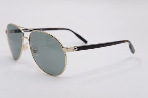Kính mát Montblanc Established Gold/Havana – Green Sunglasses MB0054S Kính Mát Montblanc Mới Nguyên Hộp 2