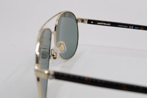 Kính mát Montblanc Established Gold/Havana - Green Sunglasses MB0054S - Ảnh 5