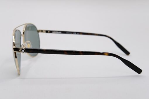 Kính mát Montblanc Established Gold/Havana - Green Sunglasses MB0054S - Ảnh 6