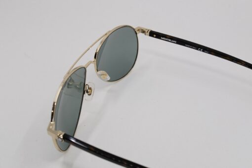 Kính mát Montblanc Established Gold/Havana - Green Sunglasses MB0054S - Ảnh 4