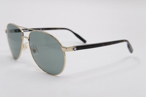 Kính mát Montblanc Established Gold/Havana - Green Sunglasses MB0054S - Ảnh 2