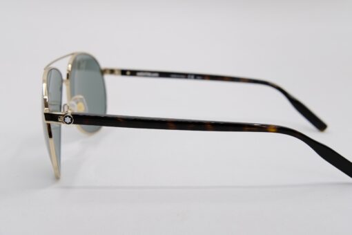 Kính mát Montblanc Established Gold/Havana - Green Sunglasses MB0054S - Ảnh 3