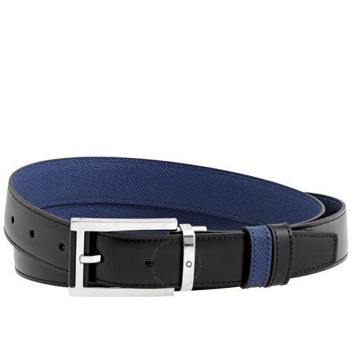 Thắt lưng Montblanc Black/Blue Reversible Leather Belt 126009 Thắt lưng Montblanc Mới Nguyên Hộp