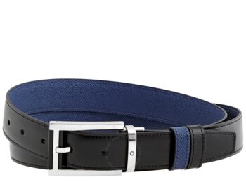 Thắt lưng Montblanc Black/Blue Reversible Leather Belt 126009