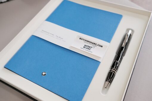 Bộ set bút quà tặng Montblanc StarWalker Black Mystery Ballpoint Pen & sổ da - Hình ảnh 3