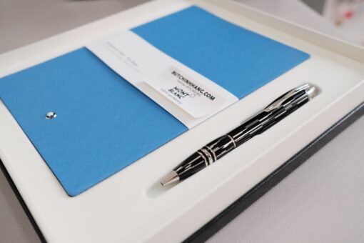 Bộ set bút quà tặng Montblanc StarWalker Black Mystery Ballpoint Pen & sổ da - Hình ảnh 2