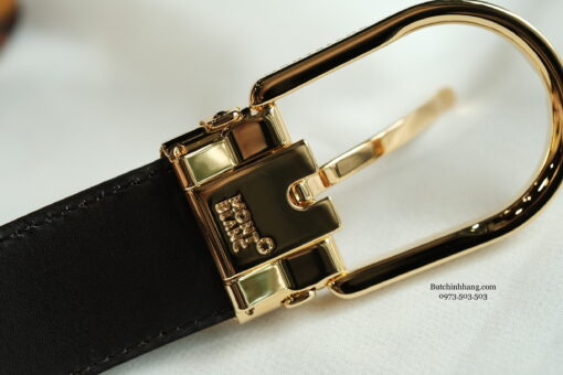 Thắt lưng nâu Montblanc Horse Shiny Gold-Coated Pin Brown Safflano LT Strap 112367  – 3cm