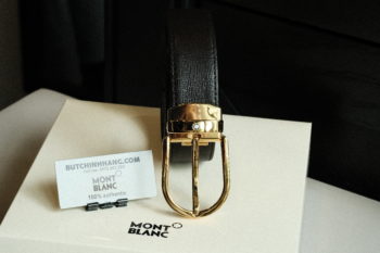 Thắt lưng Montblanc Horse Shiny Gold-Coated Pin Brown Safflano LT Strap 112367
