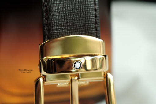 Thắt lưng nâu Montblanc Horse Shiny Gold-Coated Pin Brown Safflano LT Strap 112367  – 3cm