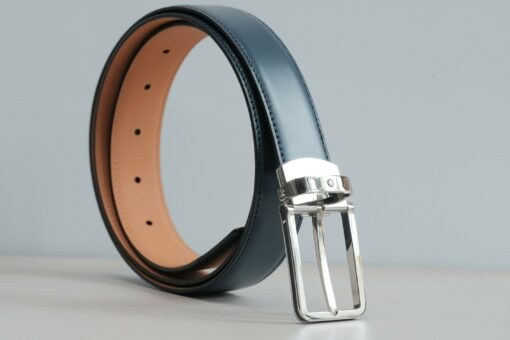 Thắt Lưng Montblanc Rectangular Shiny Stainless Steel Pin Buckle Blue Smooth Leather 118419  - 3cm - Hình ảnh 2