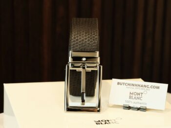 Thắt lưng Montblanc Leather-Belt Rectangula Shiny & Matte Palladium Coated Pin Buckle Devore Suede Brown 123913 - that lung montblanc rectangular shiny stainless steel pin buckle blue smooth leather 118419 3cm 20 scaled