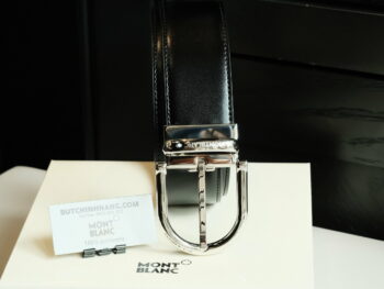 Thắt Lưng Montblanc Round Horse Shiny Palladium-Coated Pin Buckle Belt 124614 - 3cm - that lung montblanc rectangular shiny stainless steel pin buckle blue smooth leather 118419 3cm 9 scaled