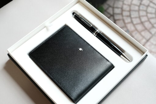Bộ set bút Montblanc Meisterstuck Classique Platinum Ballpoint Pen & MST Wallet Black 6cc 127052