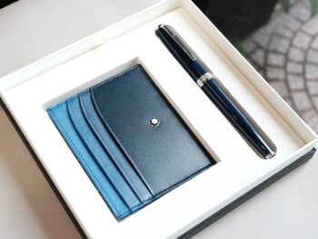 Bộ set bút Montblanc PIX Blue Rollerball Pen & pocket holder 6cc navy 128956