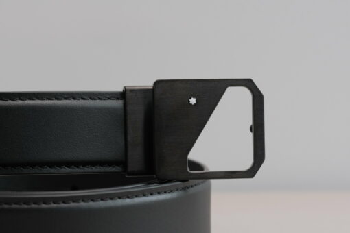 Thắt lưng Montblanc  Casual Matte Black Plain Men's Belt 123903  - 3cm - Image 3