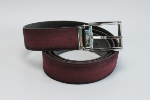 Thắt lưng Belt Casual Line Rect Shiny Pall Pin Buckle Burgundy Sfumato Suede LT Strap 116723 – 3,5cm