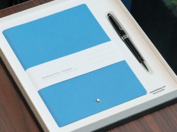 Bộ set bút Montblanc Meisterstuck Classique Platinum Ballpoint Pen & Notebook Blue 124172 Bút Bi Xoay Montblanc