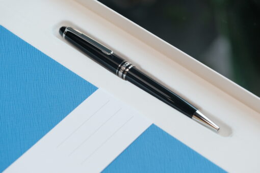 Bộ set bút Montblanc Meisterstuck Classique Platinum Ballpoint Pen & Notebook Blue 124172 Bút Bi Xoay 2