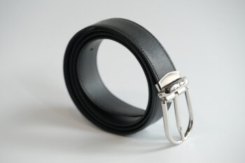 Thắt lưng Black Leather Men’s Horseshoe Reversible Belt 118430  – 3cm