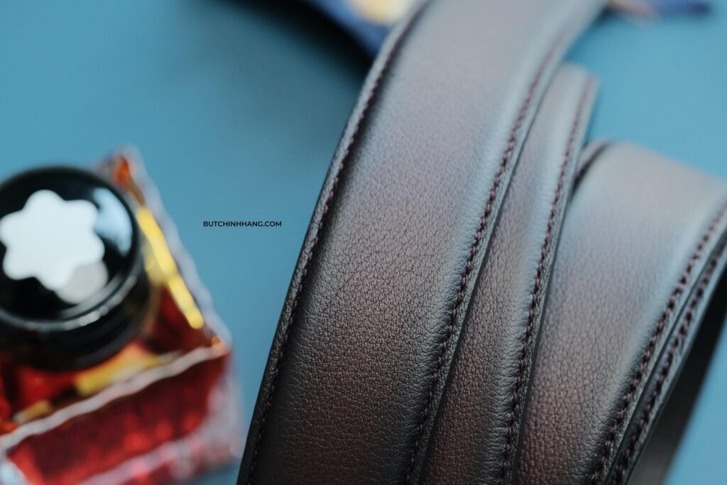 Montblanc Mens Brown Leather Rectangular Pin Buckle Belt - Màu nâu đỏ lịch thiệp nhưng cũng không kém phần phá cách - montblanc mens brown leather rectangular pin buckle belt mau nau do lich thiep nhung cung khong kem phan pha cach 1