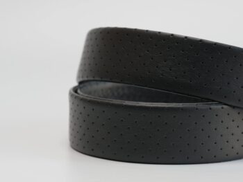 Thắt lưng Montblanc Contemporary Line Rectangular Shiny Rut-Coated Pin Buckle Perforated Leather Black 118769 - 3,5cm - Ảnh 3