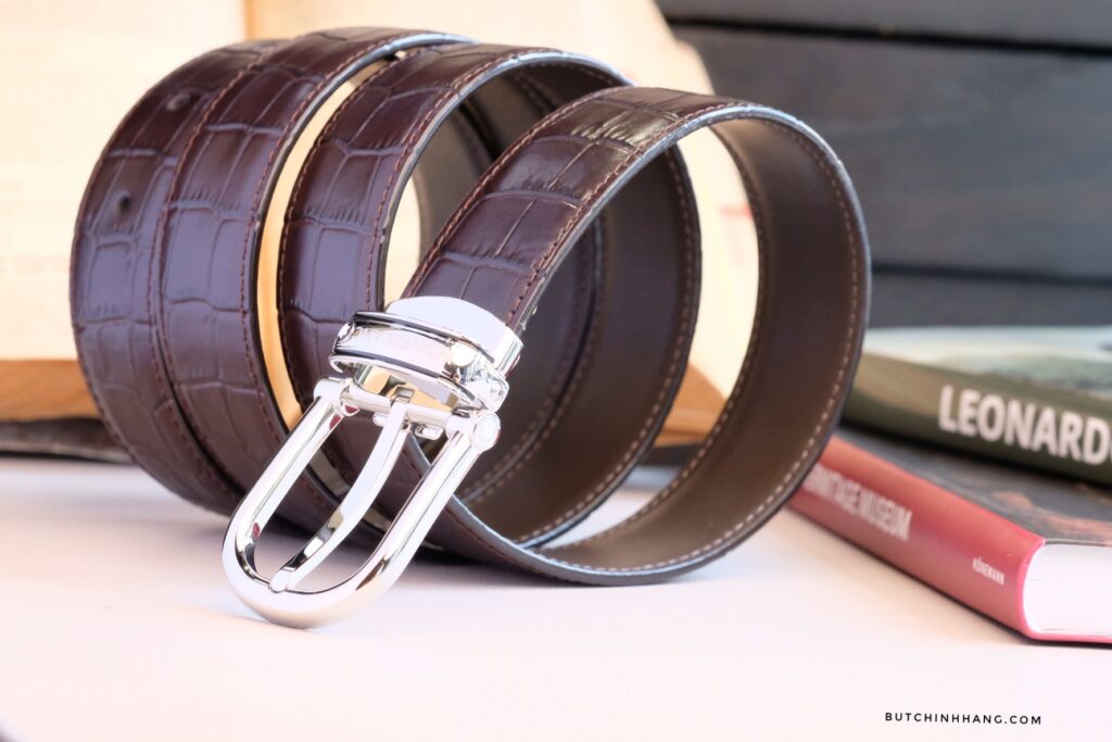 Thắt Lưng Dập Vân Dành Cho Quý Ông - Montblanc Classic Line Brown Chrome-Tanned Leather Belt 114391 - 2022 1106 12071400 01