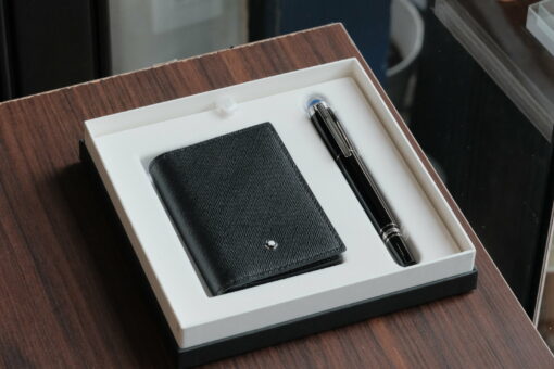 Set Montblanc Starwalker Resin Fineliner & Montblanc Sartorial Business Card Holder Black 130450
