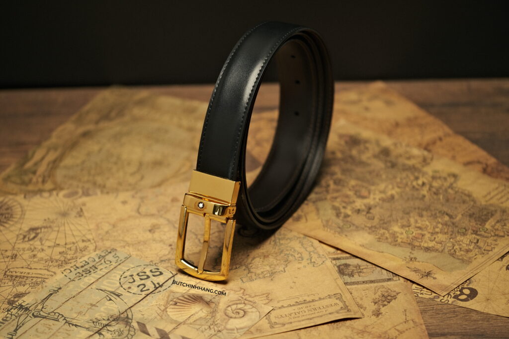 Thắt lưng vàng Gold Montblanc Classic Line Reversible Leather Belt uy quyền và sang trọng DSCF8894