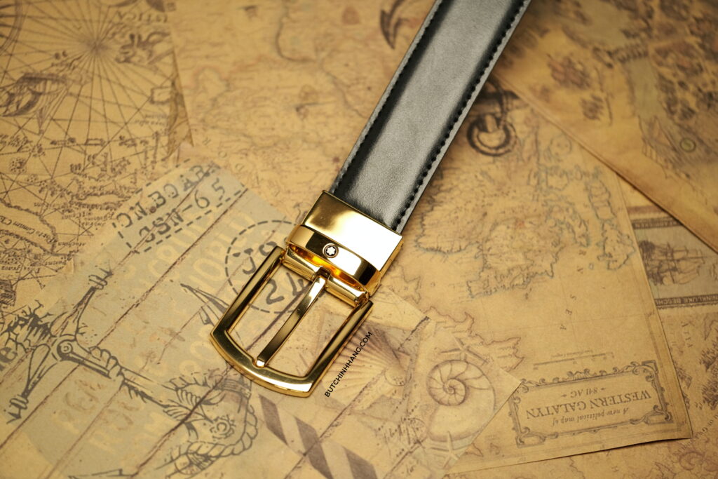 Thắt lưng vàng Gold Montblanc Classic Line Reversible Leather Belt uy quyền và sang trọng DSCF8896