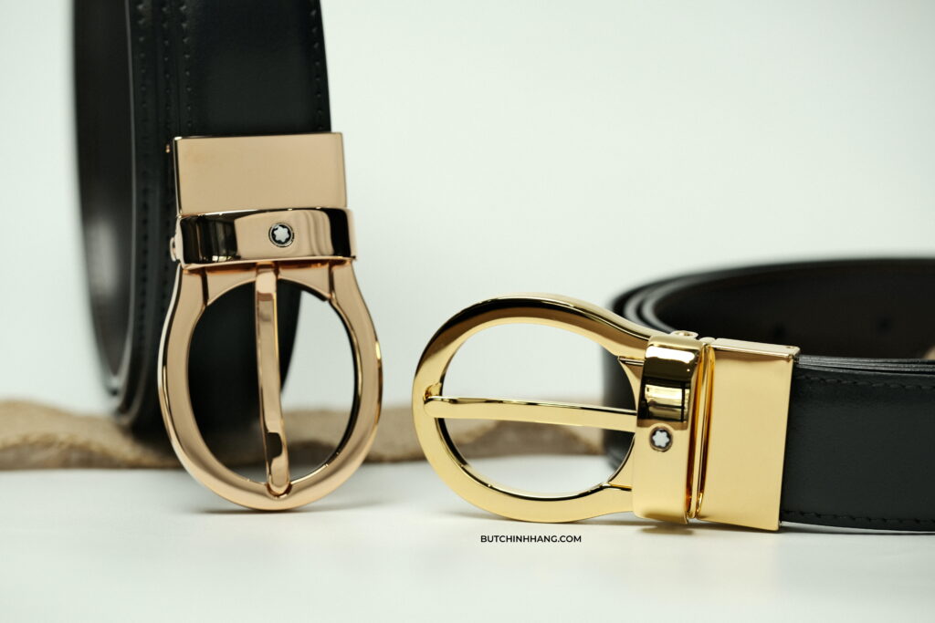 Hai phiên bản Vàng Gold và Vàng Hồng Red Gold đầy ấn tượng của thắt lưng Montblanc Classic Reversible Leather Belt - DSCF9115