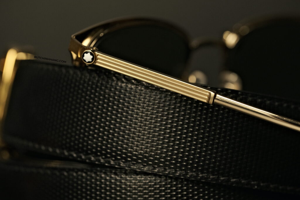 Sự kết hợp đặc biệt giữa mẫu thắt lưng Belt GP-Buckle và chiếc kính mát Montblanc Retro Sunglasses Matte Gold/Havana DSCF0063